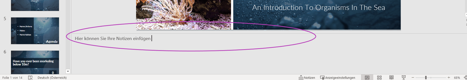 verändern der Höhe der Notizen