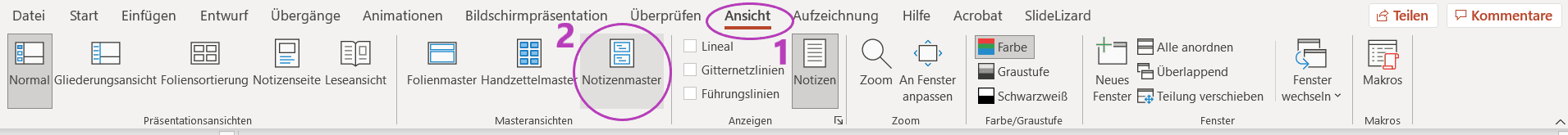 in die Masteransicht wechseln