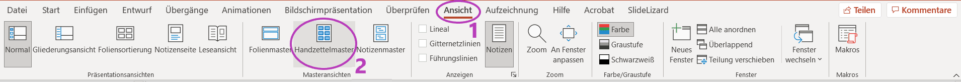 Handzettelmaster einblenden