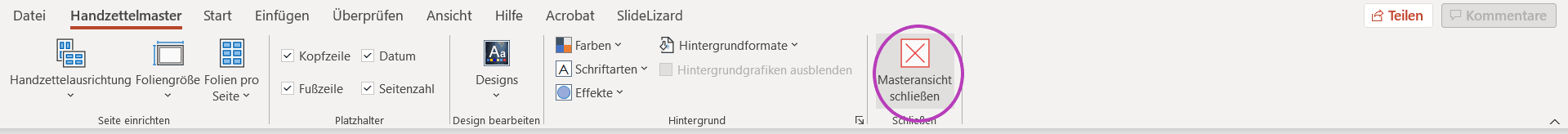 Masteransicht schließen