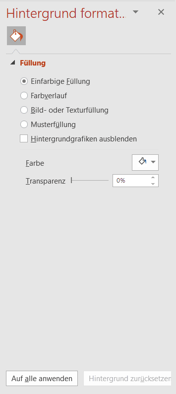 Hintergrund formatieren