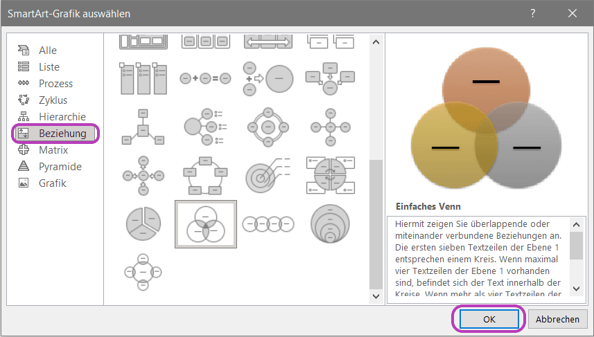 Venn Diagramm öffnen