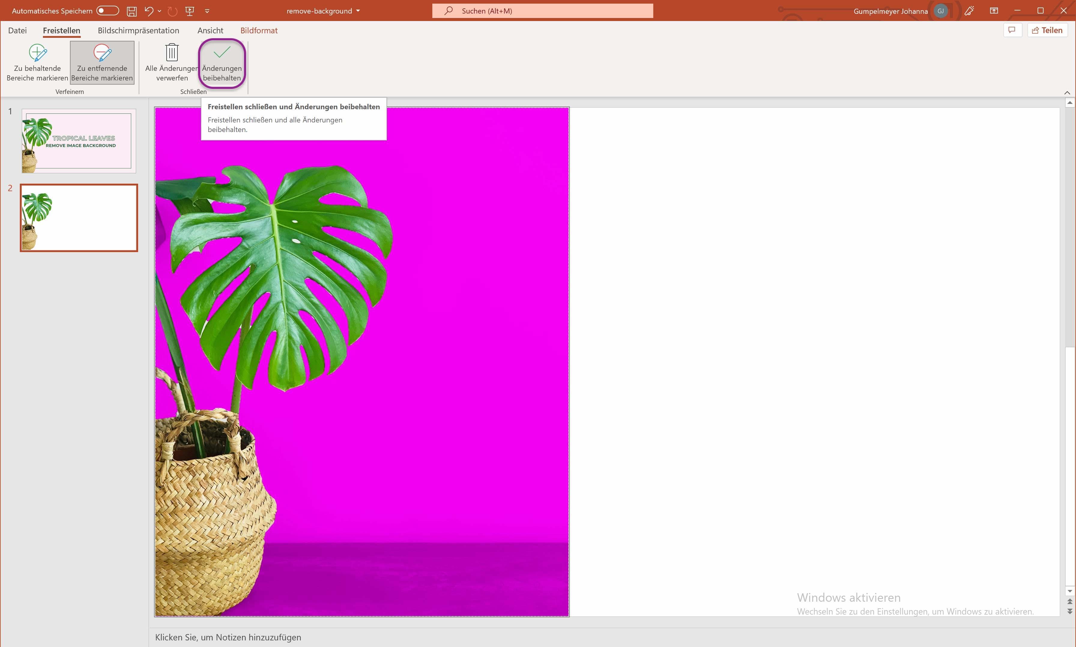 Änderungen beibehalten
