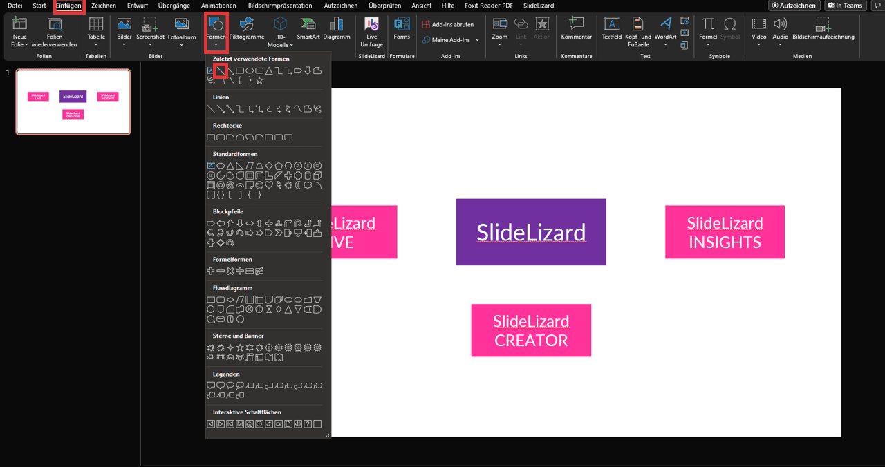 Linie in Powerpoint erstellen