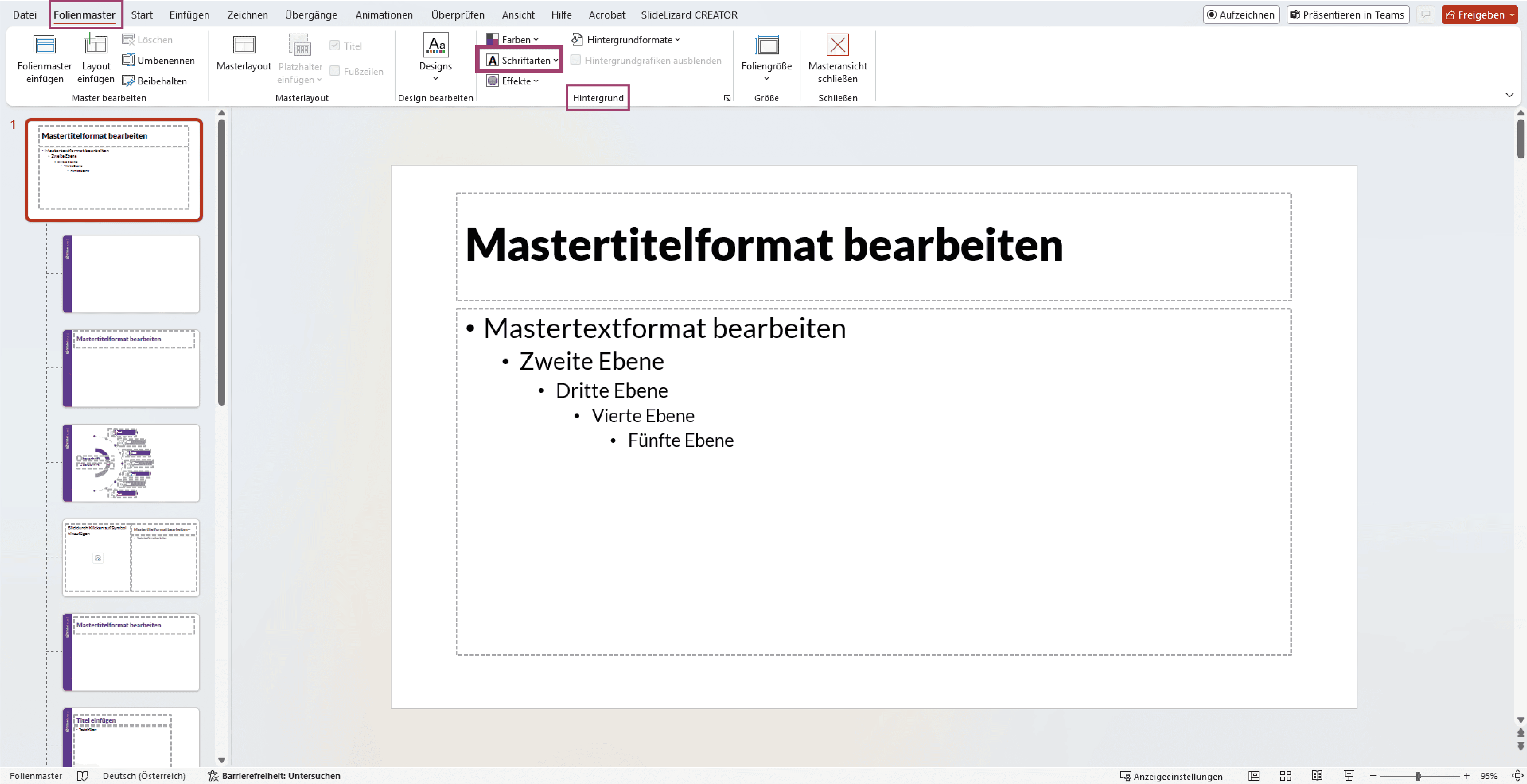 Schriftarten im PowerPoint Folienmaster anpassen