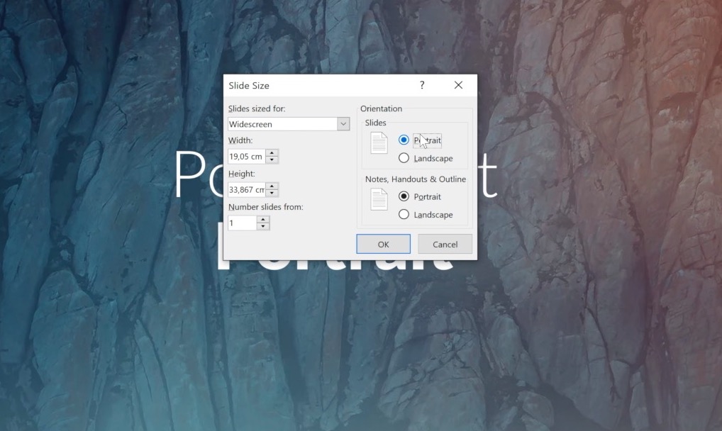 powerpoint presentation in portrait mode