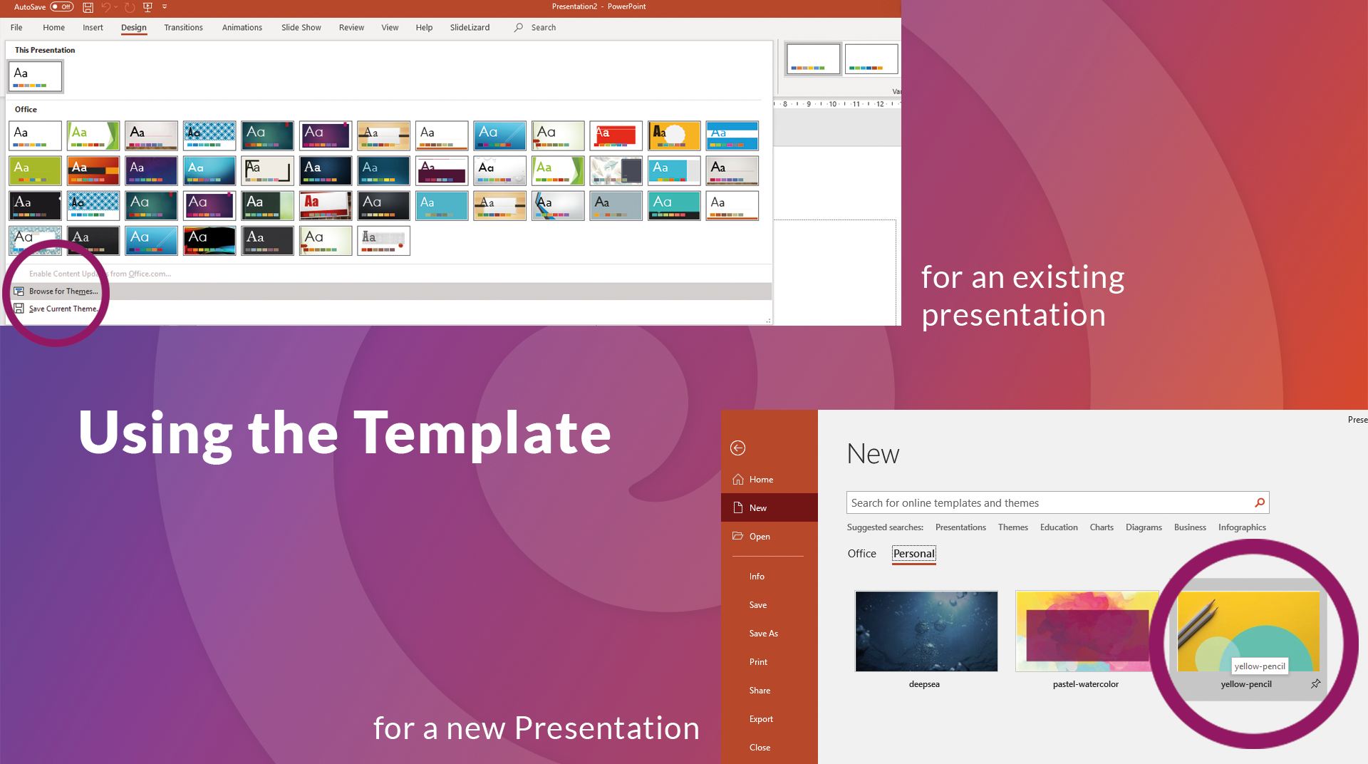 creating a presentation from template