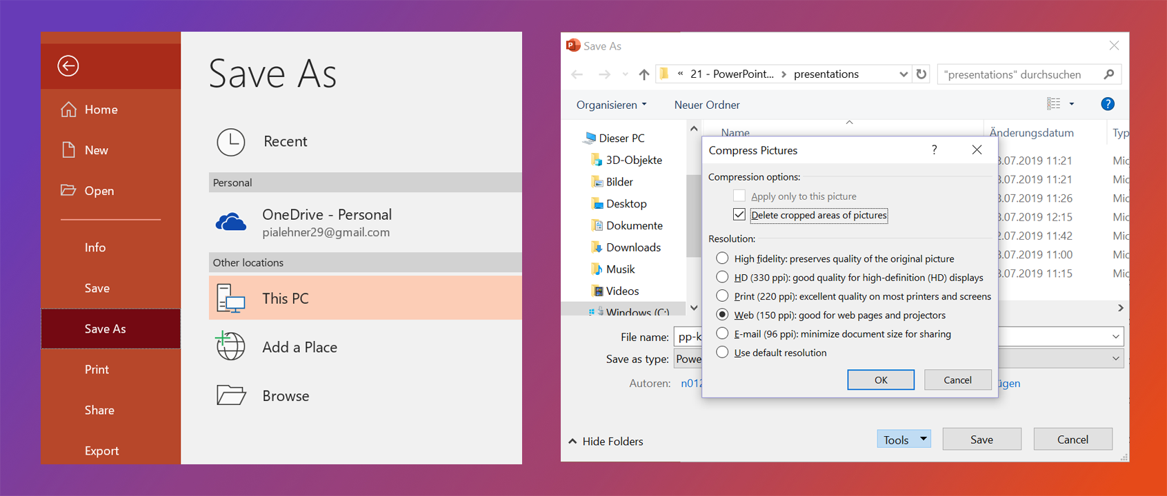 how to make powerpoint presentation smaller file size