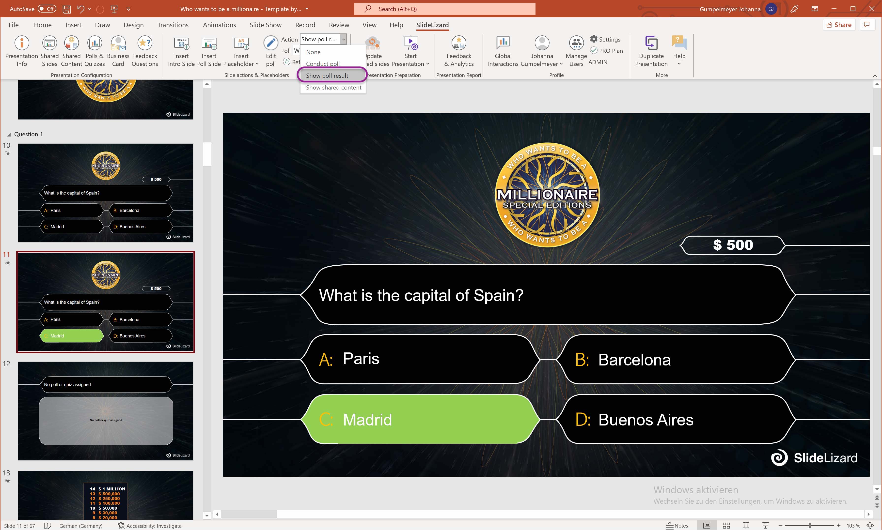 Who Wants to be a Millionaire PowerPoint Template | SlideLizard®