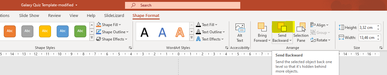 send elements backward