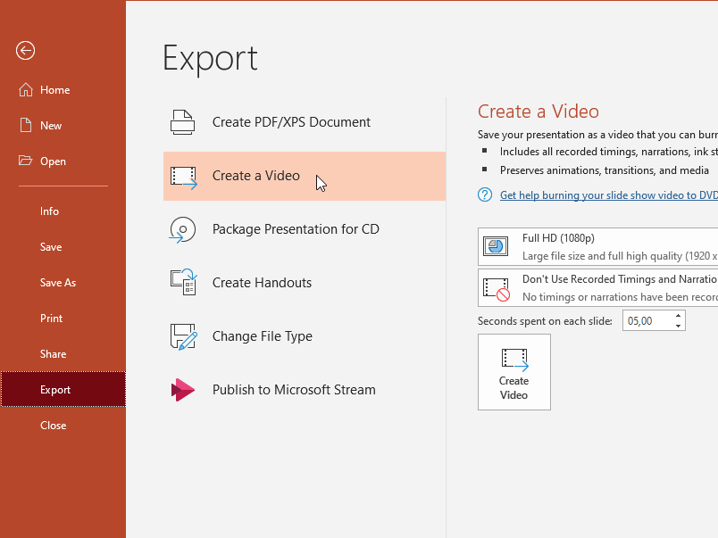 converting powerpoint presentation to video