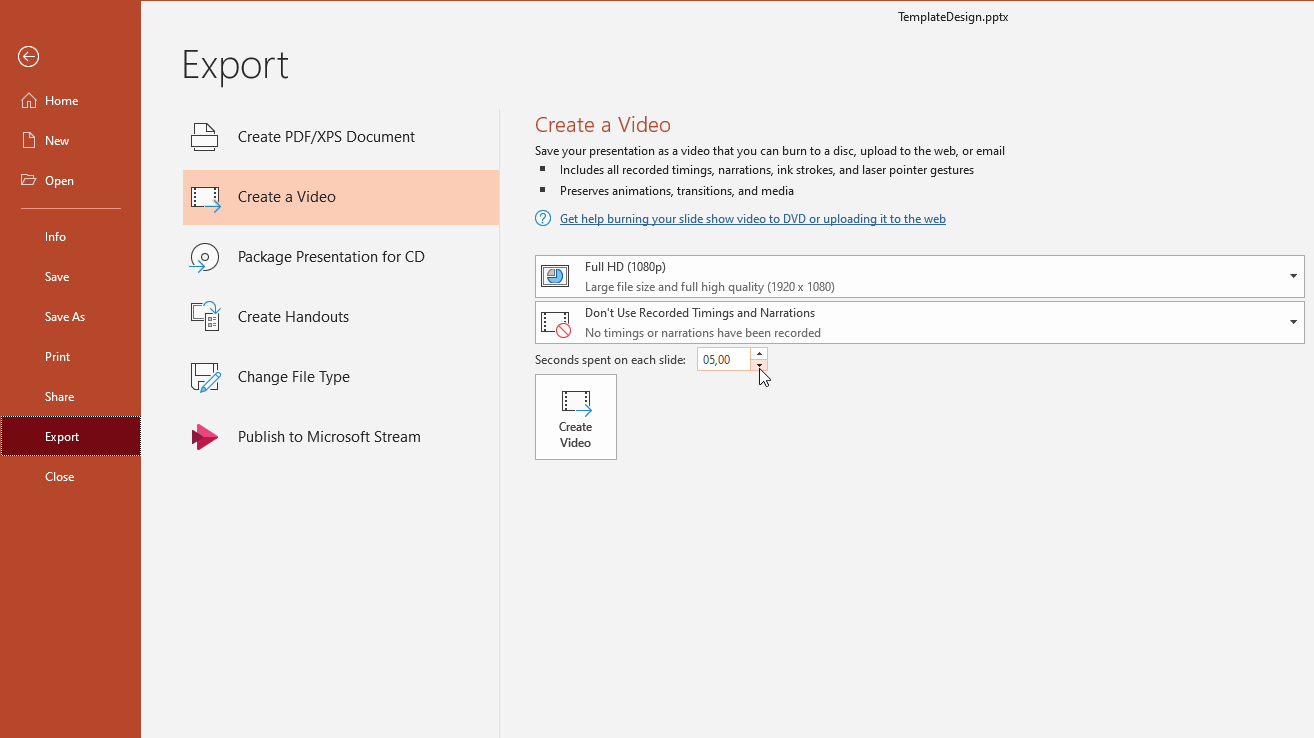converting powerpoint presentation to video