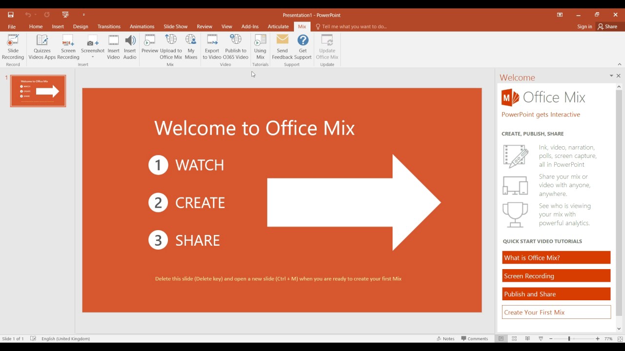to share a presentation through office mix