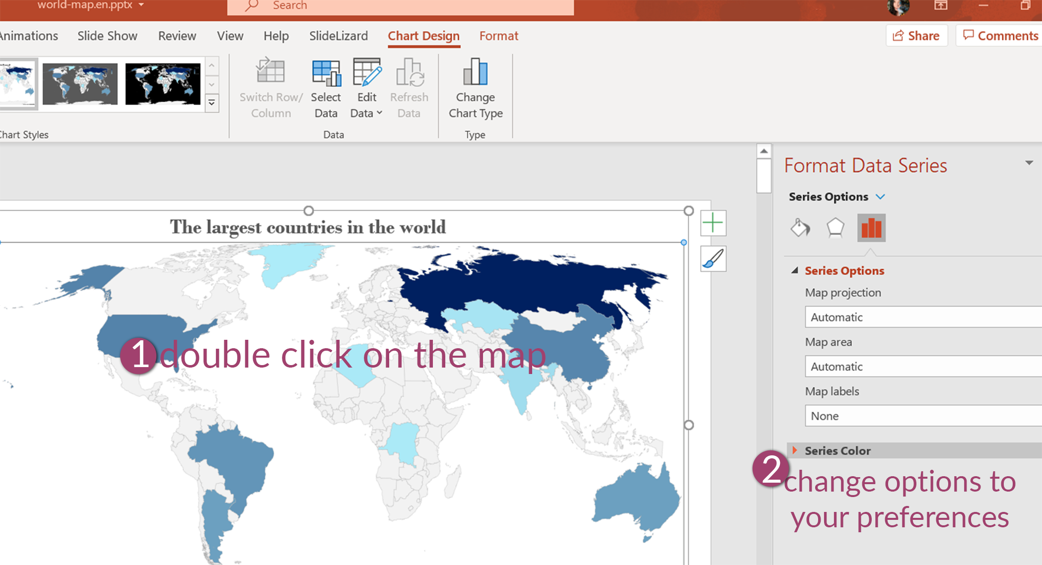 change all options of PPT map