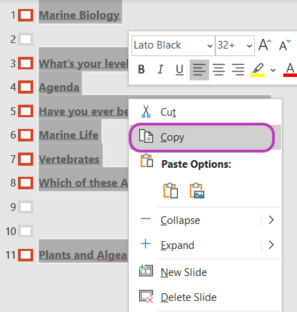 contents page design for ppt