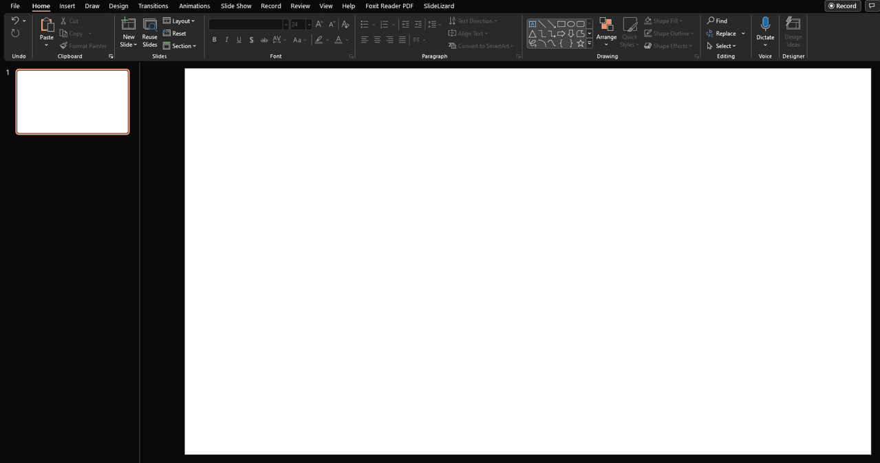 Erstellung einer leeren Präsentation in Powerpoint