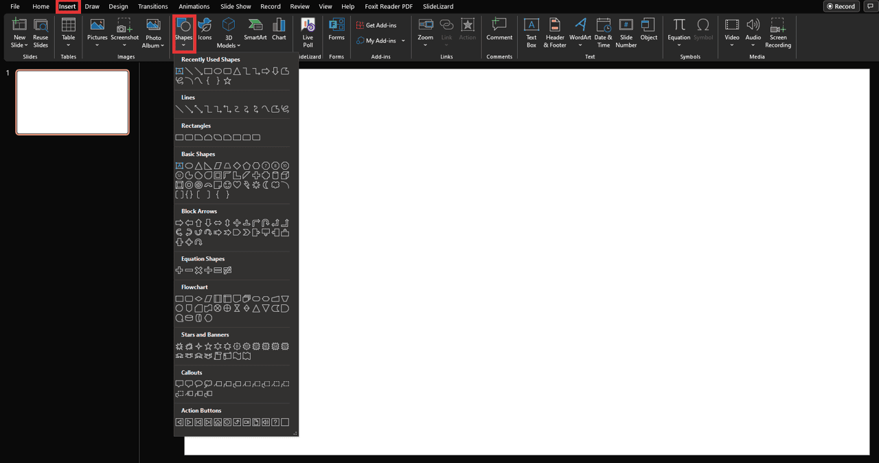 Einfügen von Formen in Powerpoint