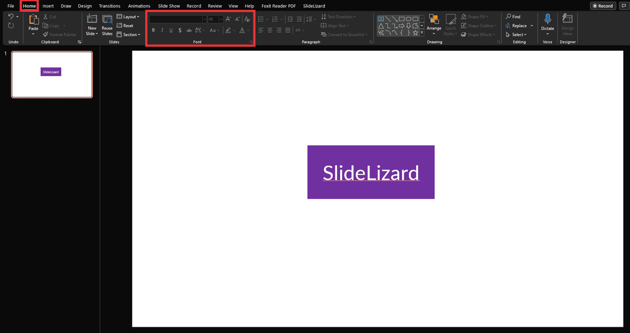 Bearbeiten von Text in Powerpoint