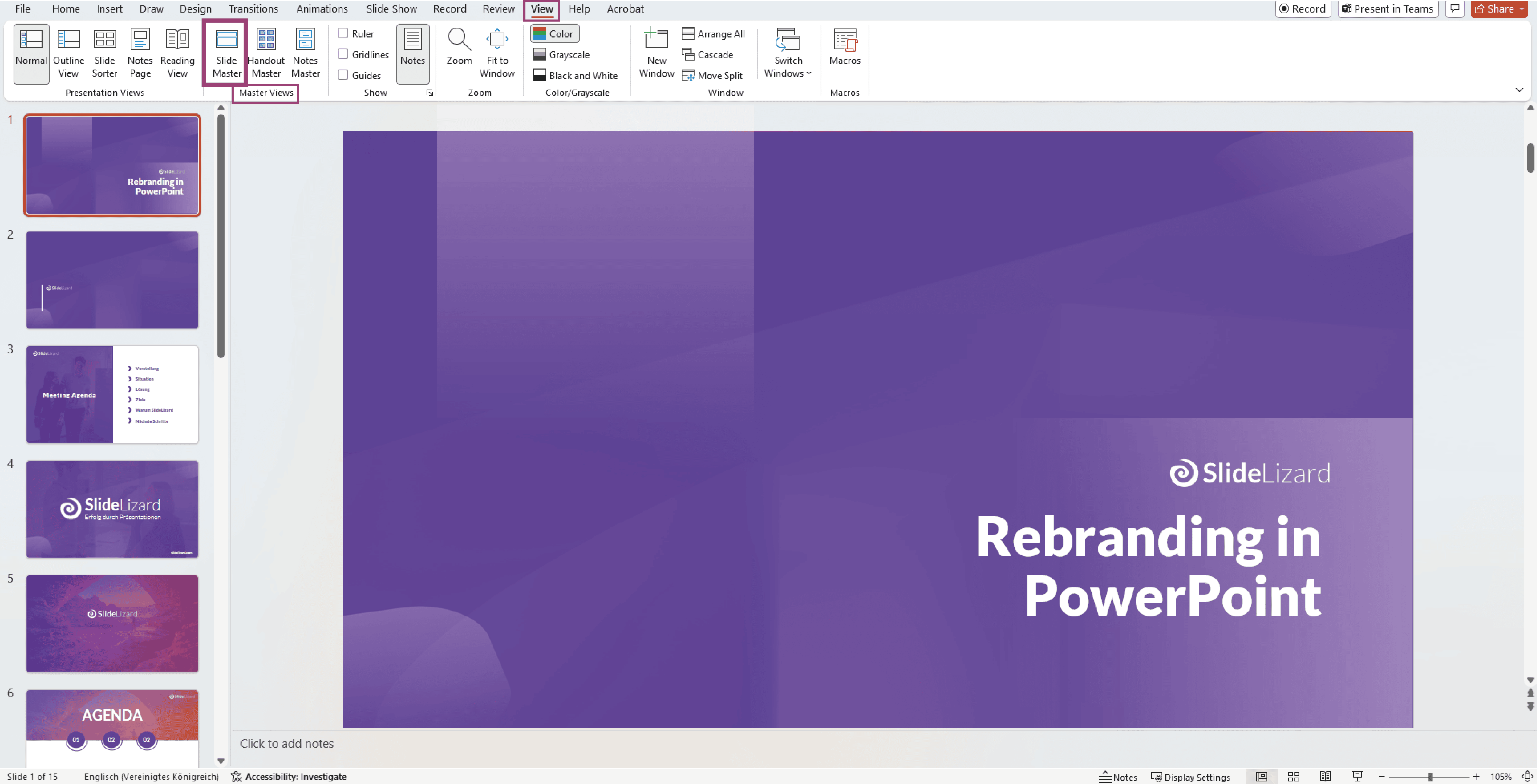 PowerPoint, Image of the Slide Master function
