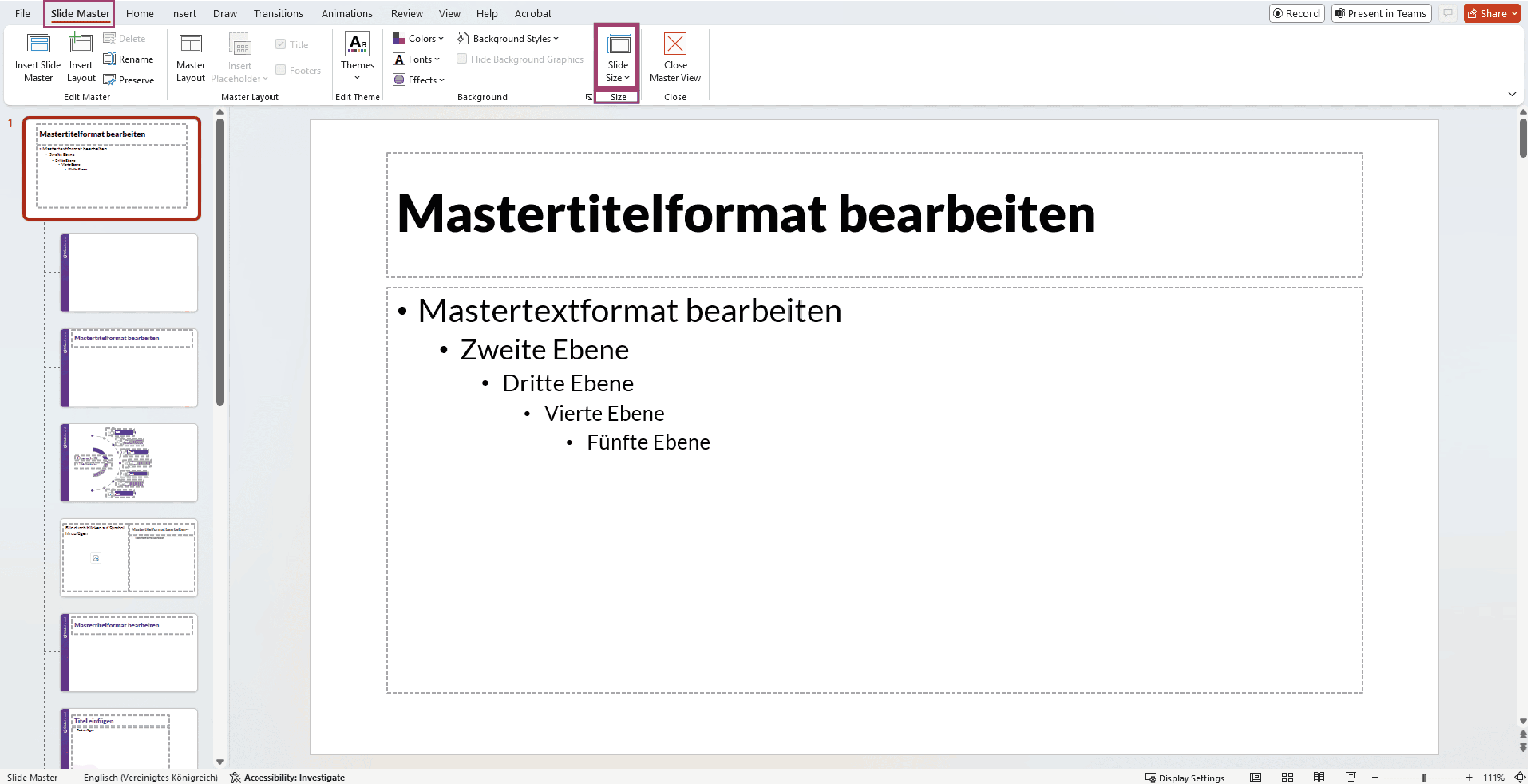 Image of the slide siye function, adjust siye of slide