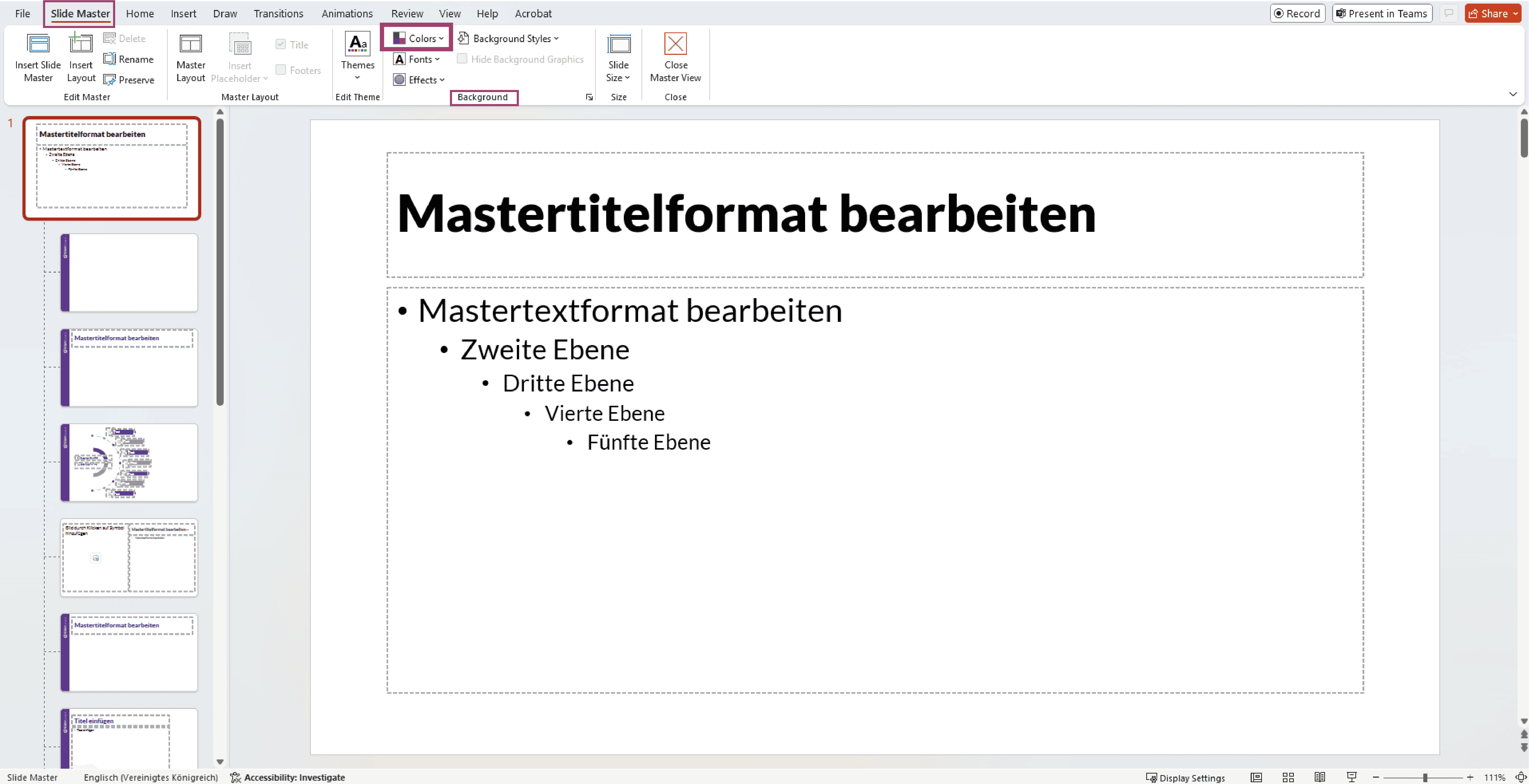 PowerPoint, Image of the color palette function, create unique color palette