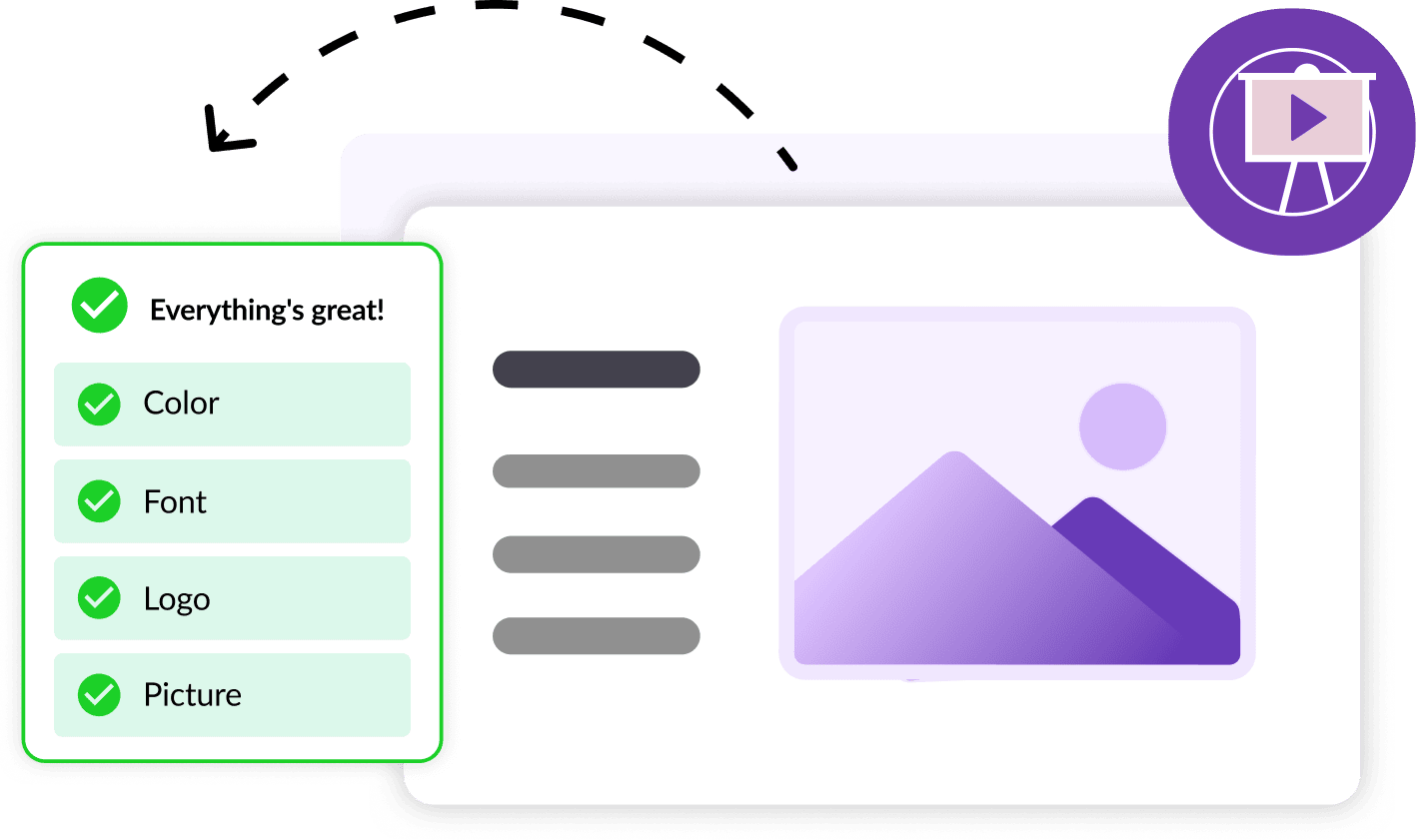 Consulting visual with checklist and slide layout