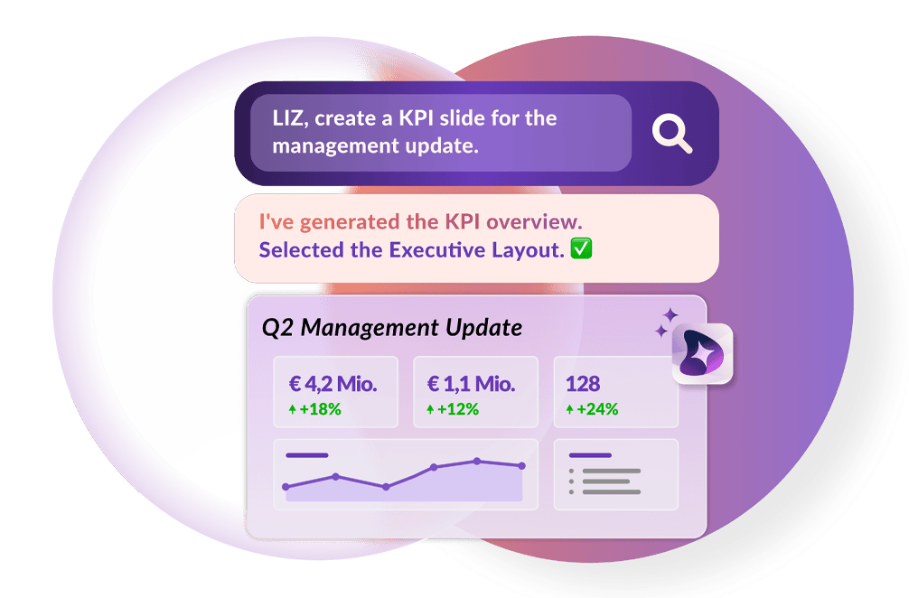 Visual representation of LIZ AI DEX as an AI PowerPoint Slide Generator for enterprise teams