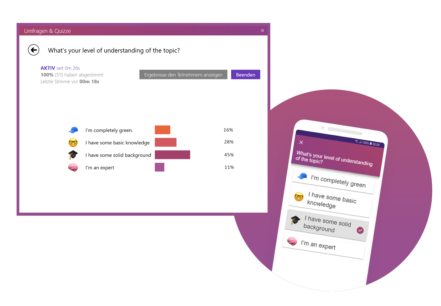 Polling tool from SlideLizard to hold your audience's attention