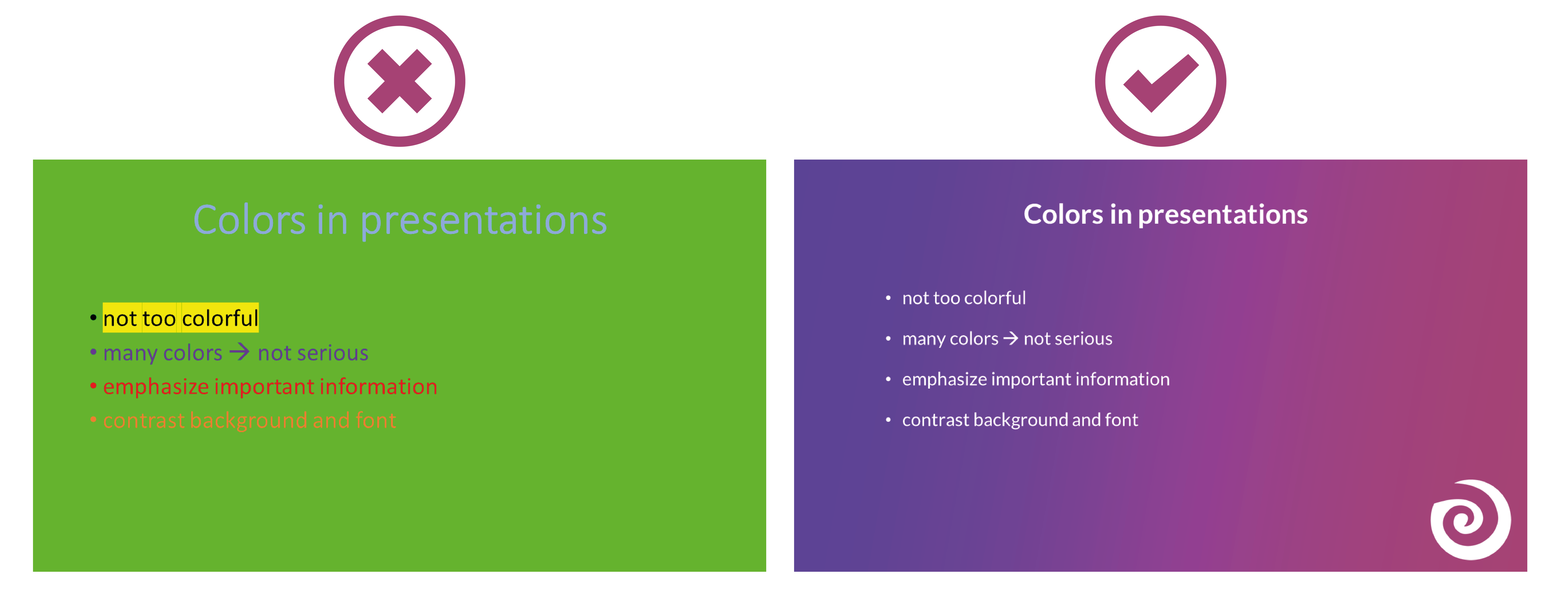 presentation colors to avoid